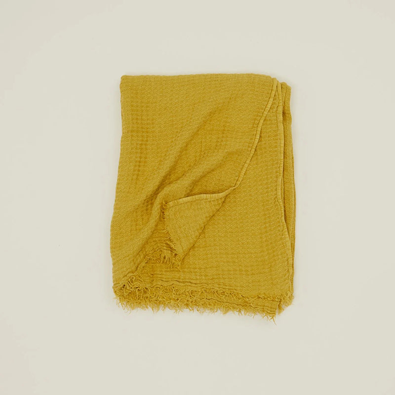 SIMPLE LINEN THROW - MUSTARD