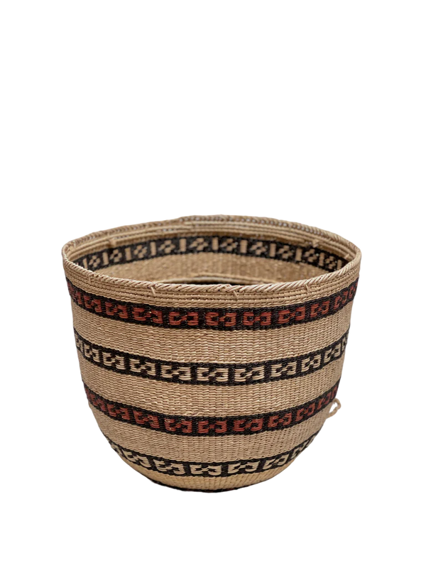 Yanomami Handwoven Striped Basket, Large
