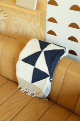 Navy & Cream Patchwork Sun Handwoven Western Throw Blanket