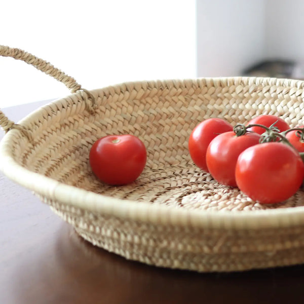 Straw Woven Low Bowl, Medium