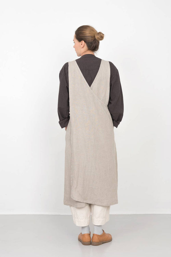 Linen Over Dress Apron, Natural