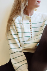 Womens Striped Henley, Fall Sweaters, Cotton Sweater