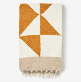 Patchwork Sun Gold/Cream - Handwoven Western Throw Blanket