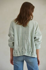 Long Sleeve Quilted Knit Mineral Washed Jacket