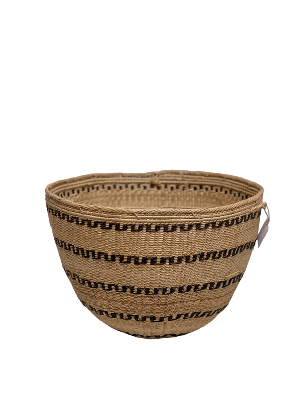 Perisi Fungi Handwoven Striped Basket, Medium