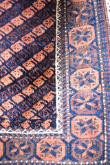 Antique Afghan Beluch Rug, Brown / Pink / Blue