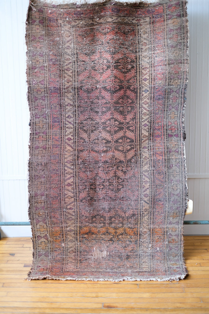 Antique Persian Runner Rug, Salmon / Brown