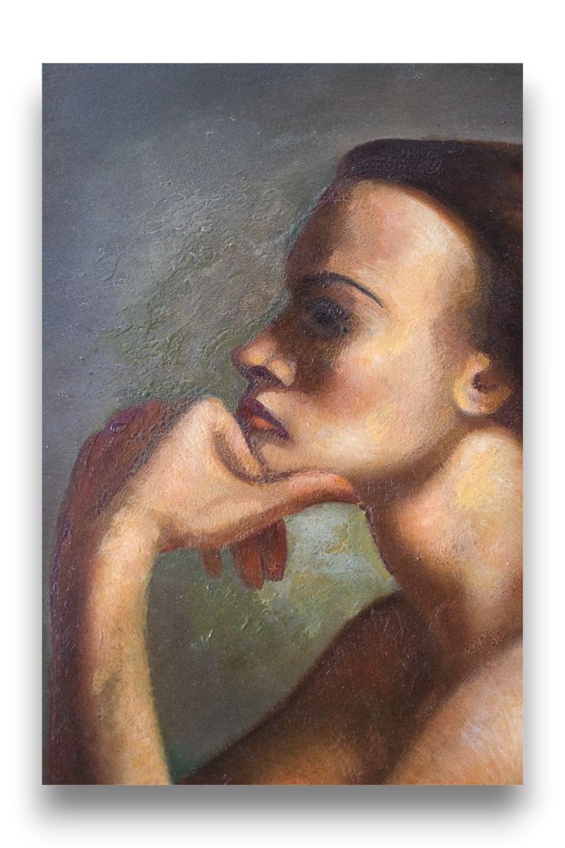 Antique Pensive Nude Oil on Canvas by Leon Kroll