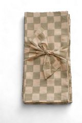 Sage and Cream Checkered Napkins, Set of 4