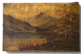 Early Mountain Landscape with Canoe, Oil on Canvas