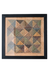 Framed Blue Patchwork Quilt Block