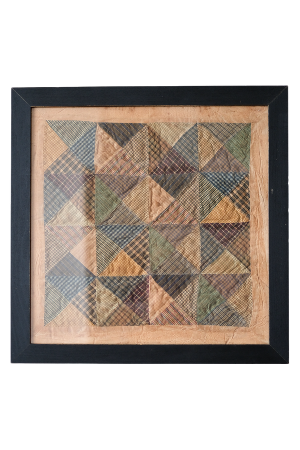 Framed Blue Patchwork Quilt Block