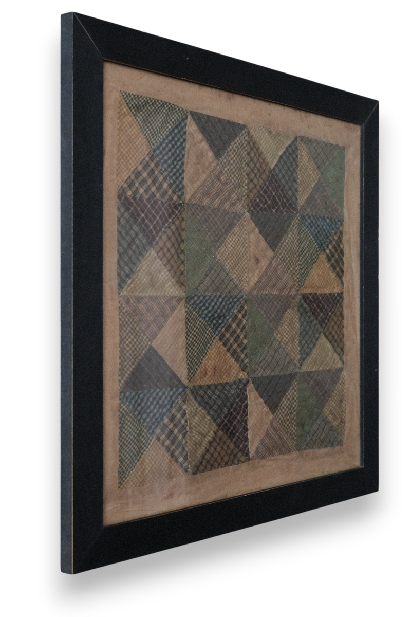 Framed Blue Patchwork Quilt Block