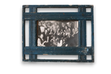 Blue Folk Art Frame with Antique Party Photo