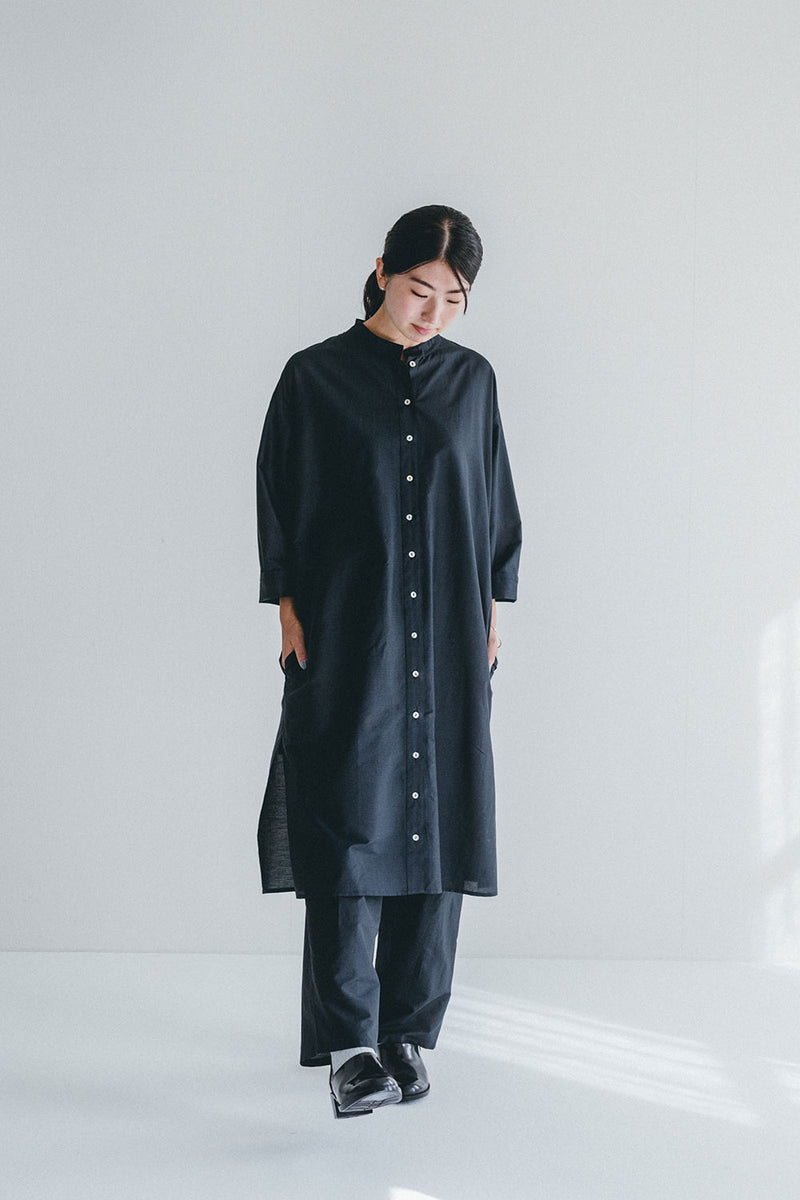 Nisha Long Button Down Dress, Black