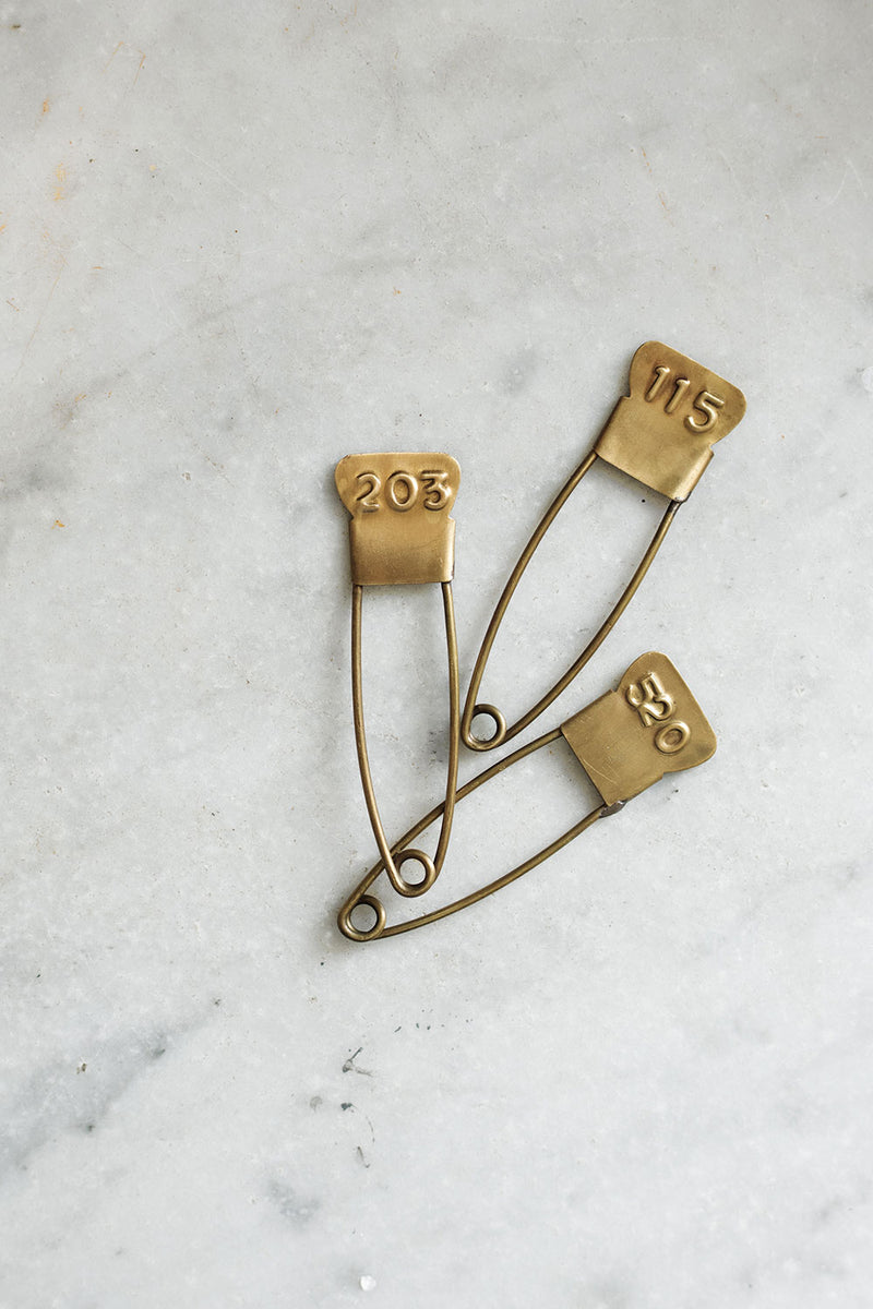 Brass Number Safety Pin