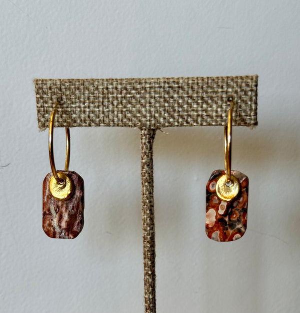 Sol Earrings, Brown Agate