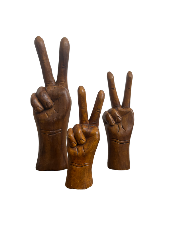 Vintage Hand Carved Peace Sign