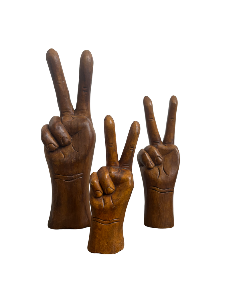 Vintage Hand Carved Peace Sign