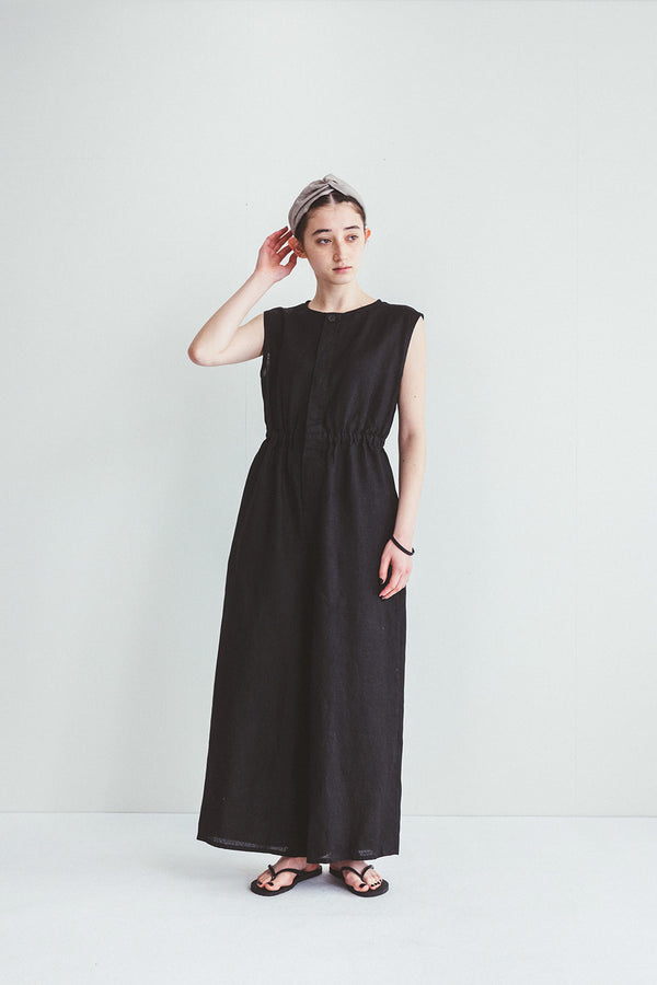 Black Linen Button Front Jumpsuit