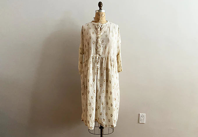 Paisley Cream Tie Peasant Dress