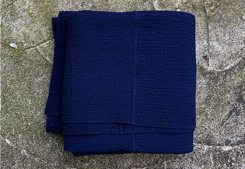 Seed Stitch Indigo Throw Quilt