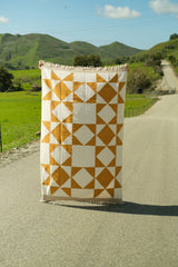 Patchwork Sun Gold/Cream - Handwoven Western Throw Blanket