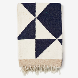 Navy & Cream Patchwork Sun Handwoven Western Throw Blanket