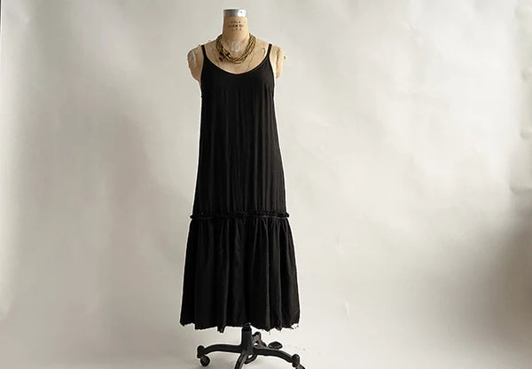 Ruffle Slip Dress, Black