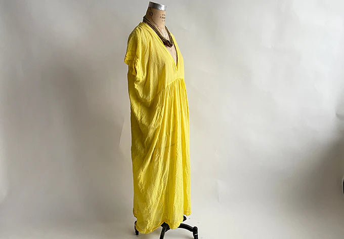 Lemon Long V Dress