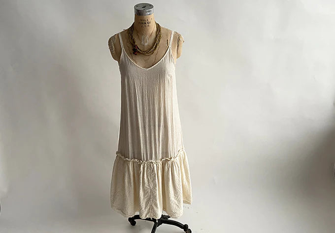 Ruffle Slip Dress, Natural