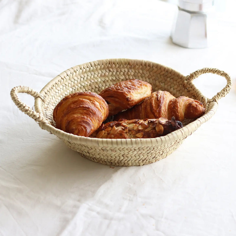 Straw Woven Low Bowl, Small