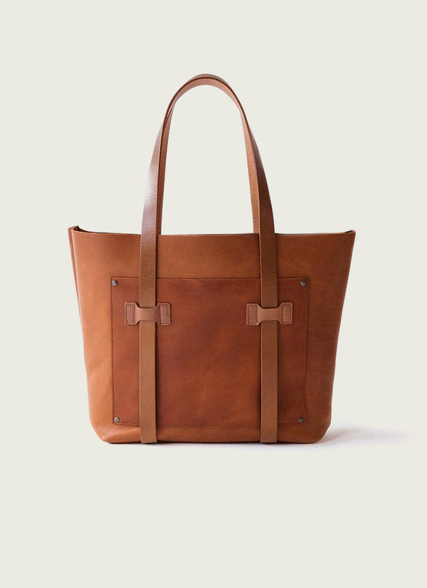 Leather Medium Tote Bag: Tan