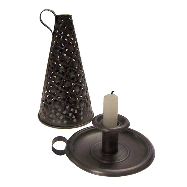 Early American Candle Holder w/ Tin Shade