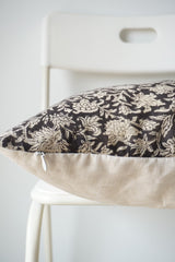 Black and Cream Flower Print Pillow