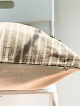 Oatmeal and White Stripe Fringe Pillow