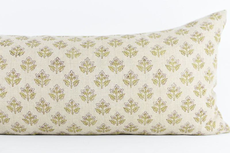 Burgundy & Olive Floral Lumbar Pillow