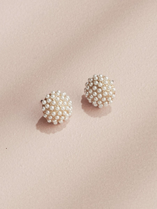 Pearl Pave Stud Earrings