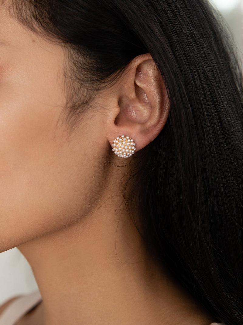 Pearl Pave Stud Earrings