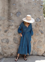 Tropea Dress, Indigo Calico