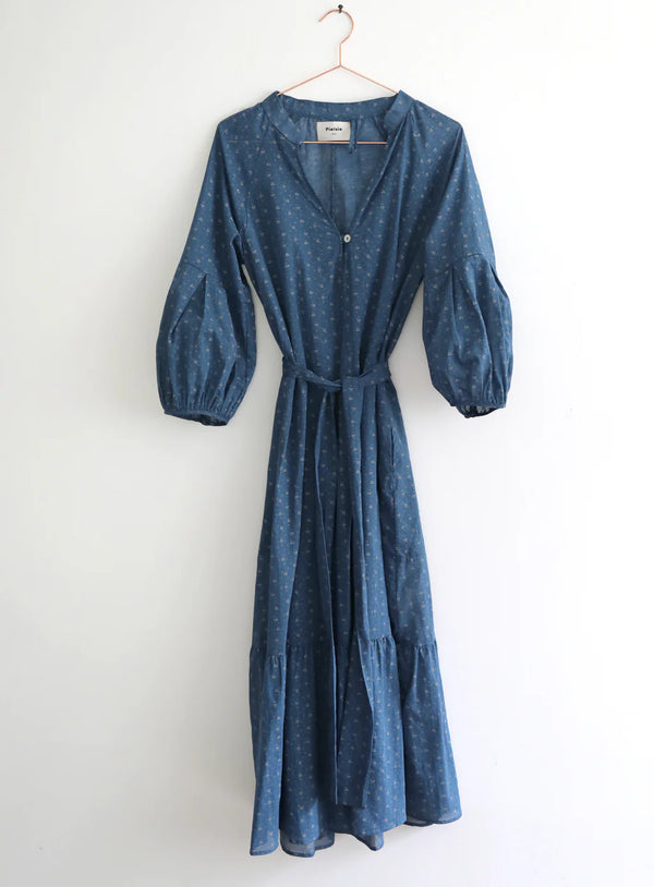 Tropea Dress, Indigo Calico